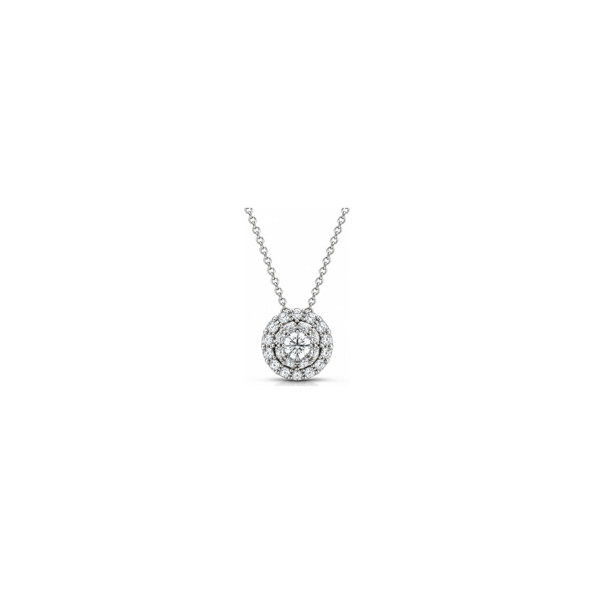Ciondolo Doppio Halo Classico con Diamanti Naturali in Oro 18kt