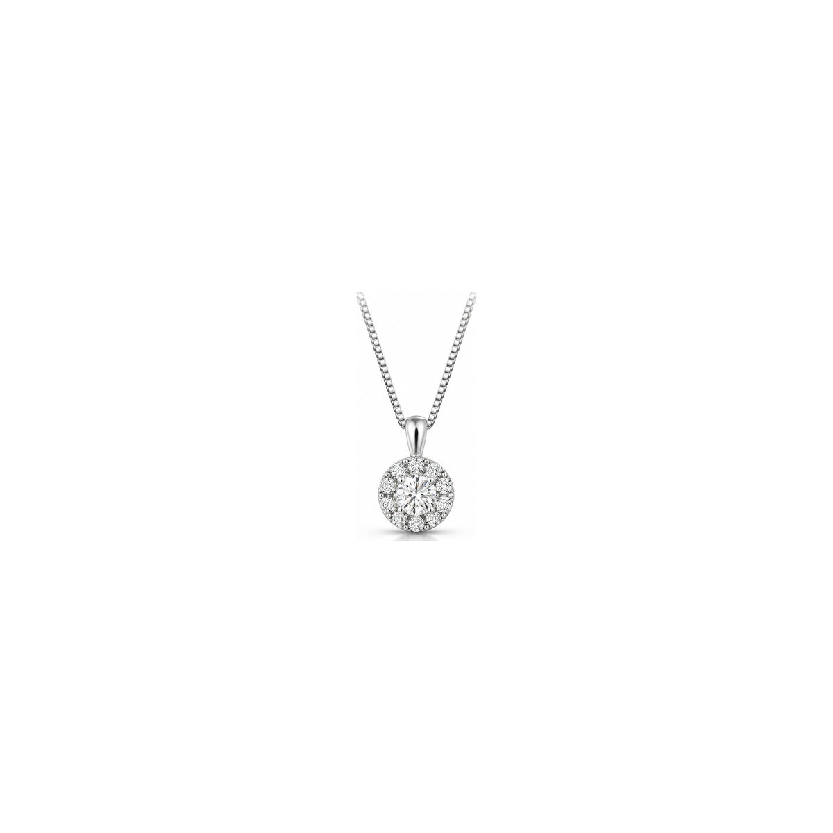 Ciondolo Punto Luce Halo con Diamanti Naturali in Oro 18kt