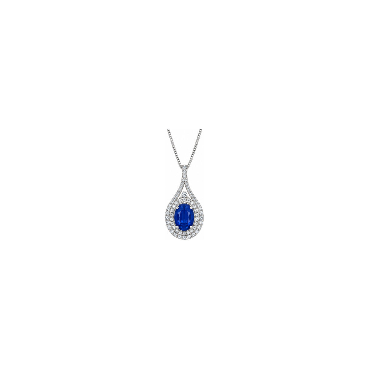 Collana Kate con Diamanti Naturali e Zaffiro in Oro Bianco 18kt