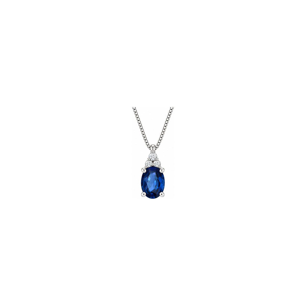 Collana Kate con Diamanti Naturali e Zaffiro in Oro Bianco 18kt
