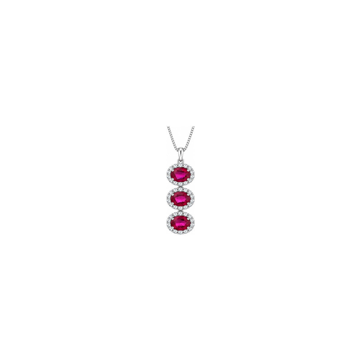 Collana Trilogy con Diamanti Naturali e Rubino in Oro Bianco 18kt