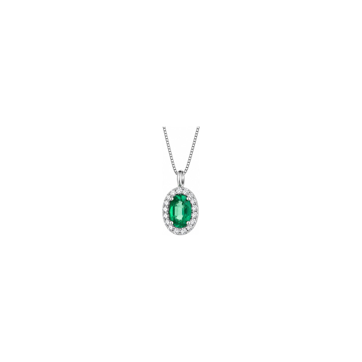 Collana Trilogy con Diamanti Naturali e Smeraldo in Oro Bianco 18kt