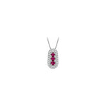 Collana Fiore con Diamanti Naturali e Rubino in Oro Bianco 18kt