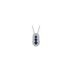 Collana Fiore con Diamanti Naturali e Zaffiro in Oro Bianco 18kt