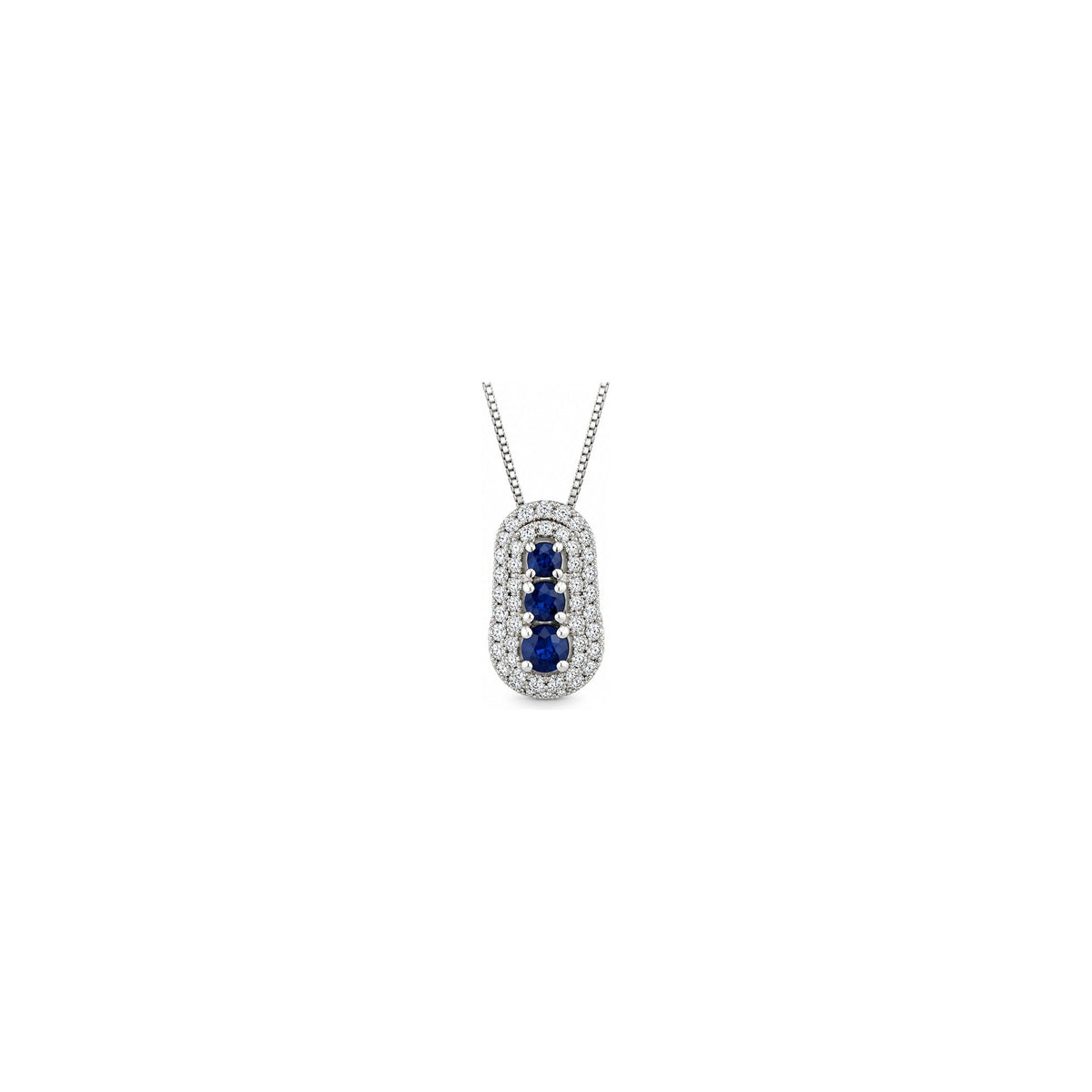 Collana Fiore con Diamanti Naturali e Zaffiro in Oro Bianco 18kt