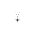 Collana Stella con Diamanti Naturali e Rubino in Oro Bianco 18kt
