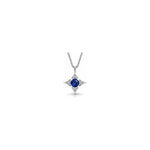 Collana Stella con Diamanti Naturali e Zaffiro in Oro Bianco 18kt