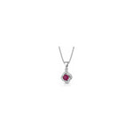 Collana Rosetta con Diamanti Naturali e Rubino in Oro Bianco 18kt