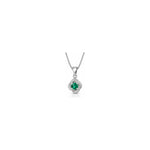 Collana Rosetta con Diamanti Naturali e Smeraldo in Oro Bianco 18kt