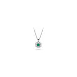 Collana Fiore con Diamanti Naturali e Smeraldo in Oro Bianco 18kt
