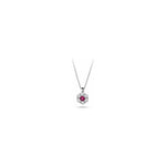 Collana Fiore con Diamanti Naturali e Rubino in Oro Bianco 18kt