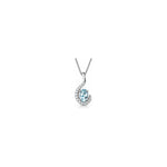 Collana Spirale con Diamanti Naturali e Acquamarina in Oro Bianco 18kt