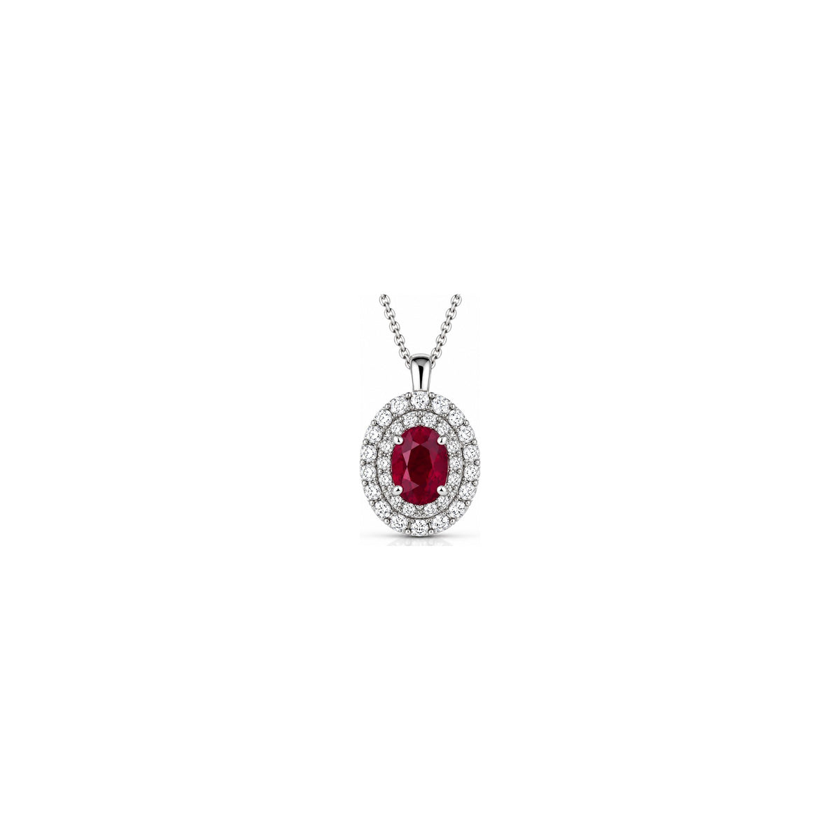 Collana con Diamanti Naturali e Rubino in Oro Bianco 18kt