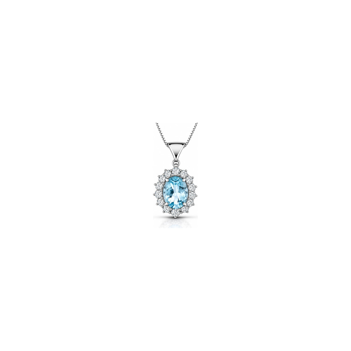 Collana con Diamanti Naturali e Acquamarina in Oro Bianco 18kt