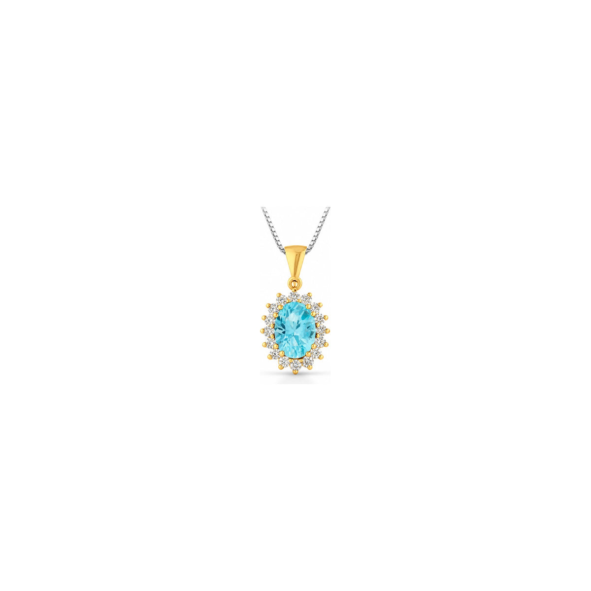Collana Lady Og con Diamanti Naturali e Acquamarina in Oro Giallo 18kt