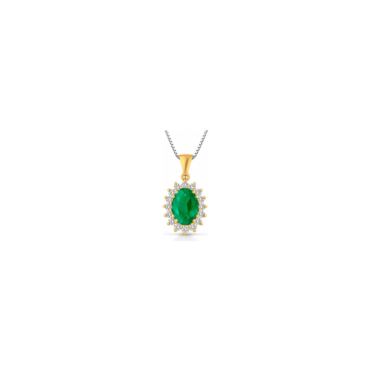Collana Lady Og con Diamanti Naturali e Smeraldo in Oro Giallo 18kt
