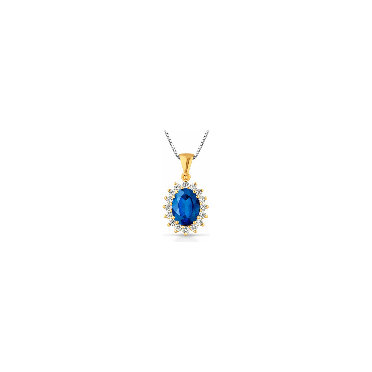 Collana Lady Og con Diamanti Naturali e Zaffiro in Oro Giallo 18kt