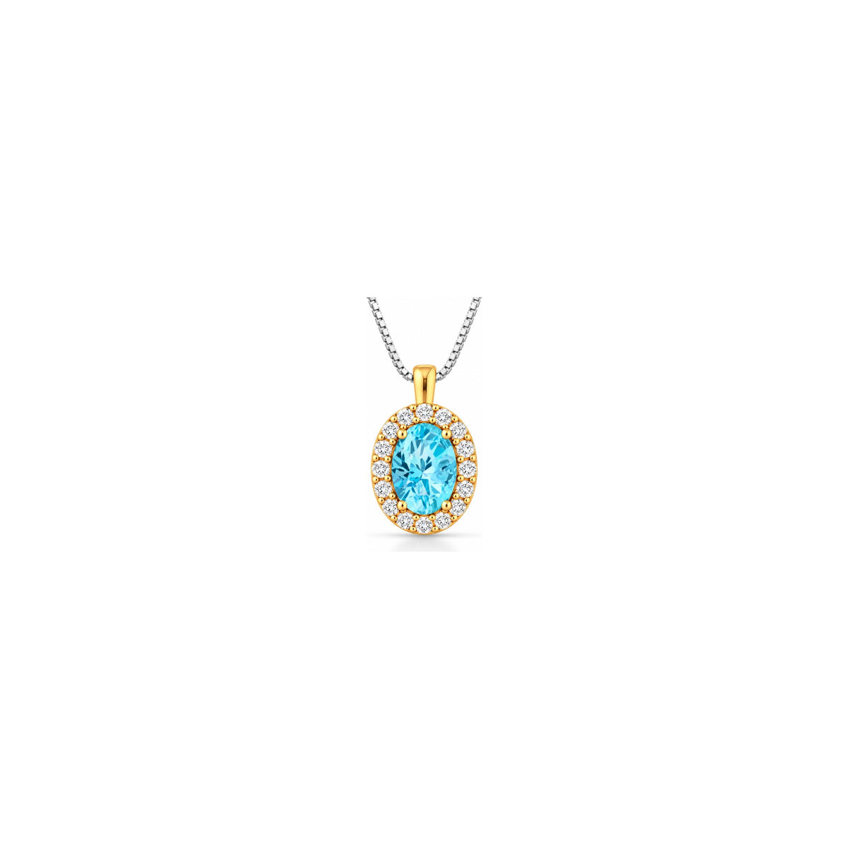 Collana Royal Og con Diamanti Naturali e Acquamarina in Oro Giallo 18kt
