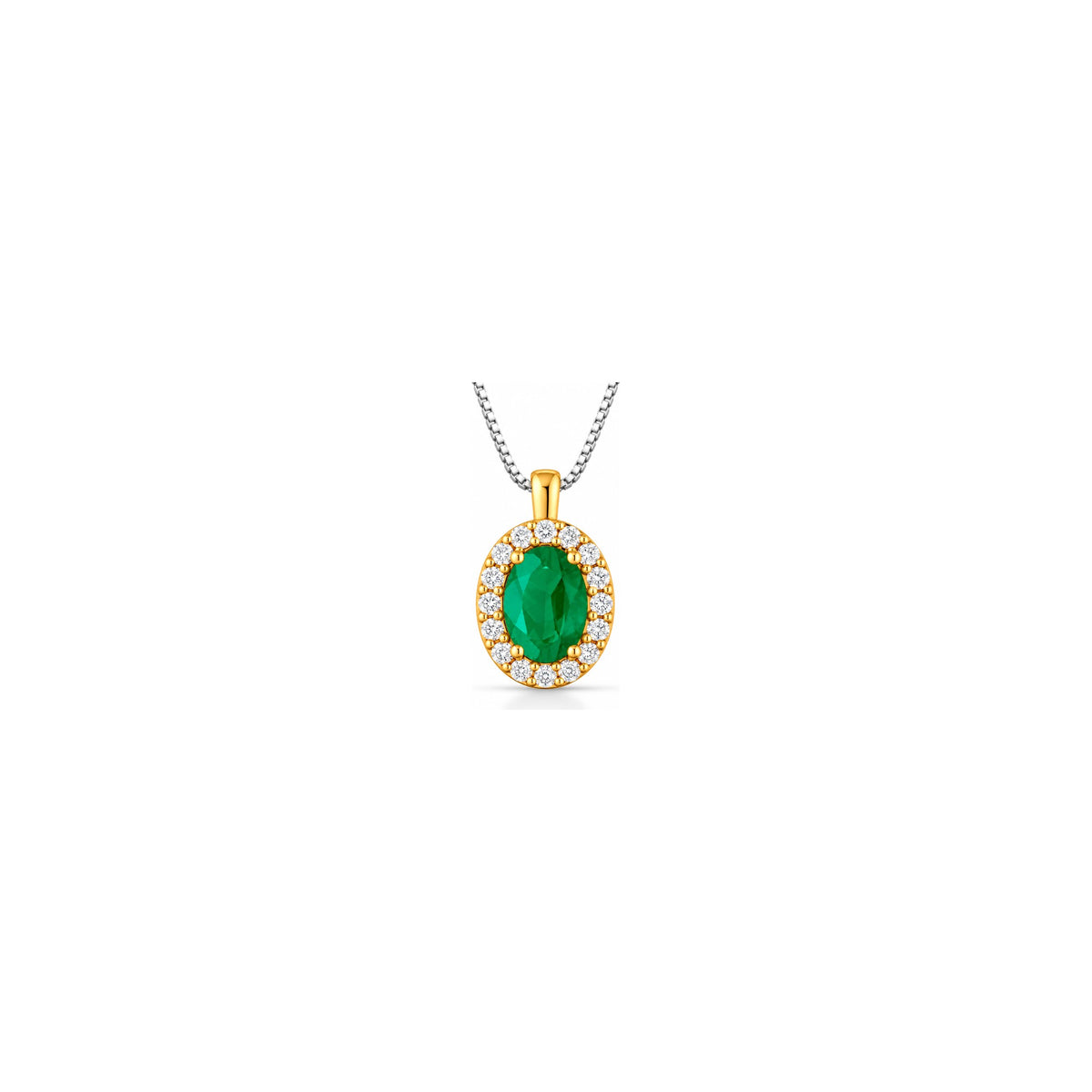 Collana Royal Og con Diamanti Naturali e Smeraldo in Oro Giallo 18kt