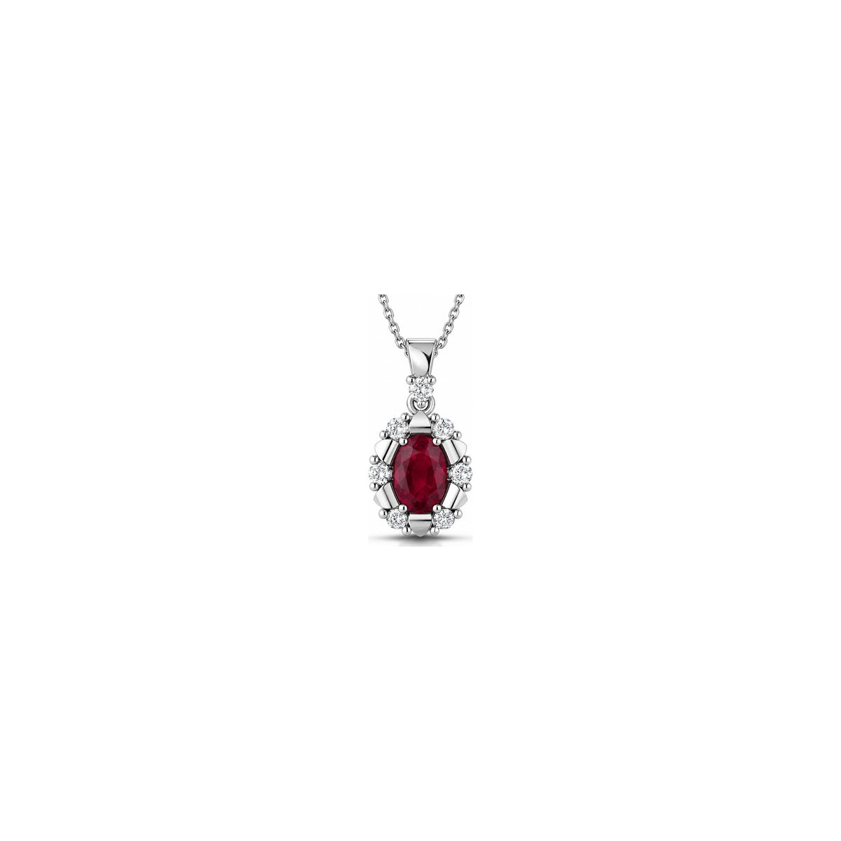 Collana Dey con Diamanti Naturali e Rubino in Oro Bianco 18kt