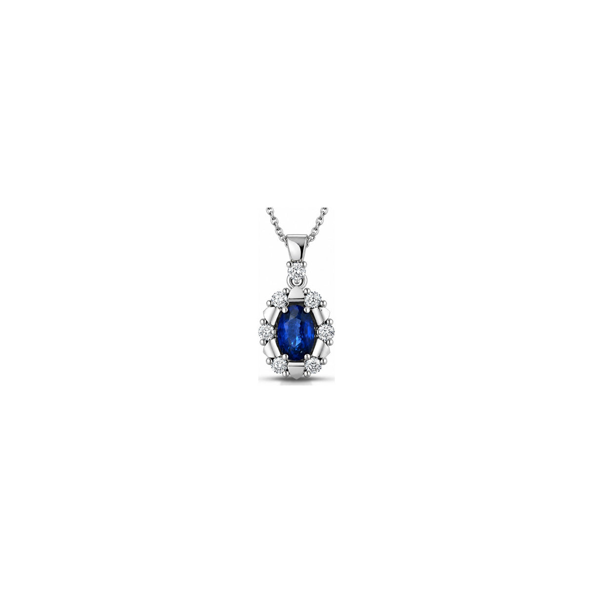 Collana Dey con Diamanti Naturali e Zaffiro in Oro Bianco 18kt