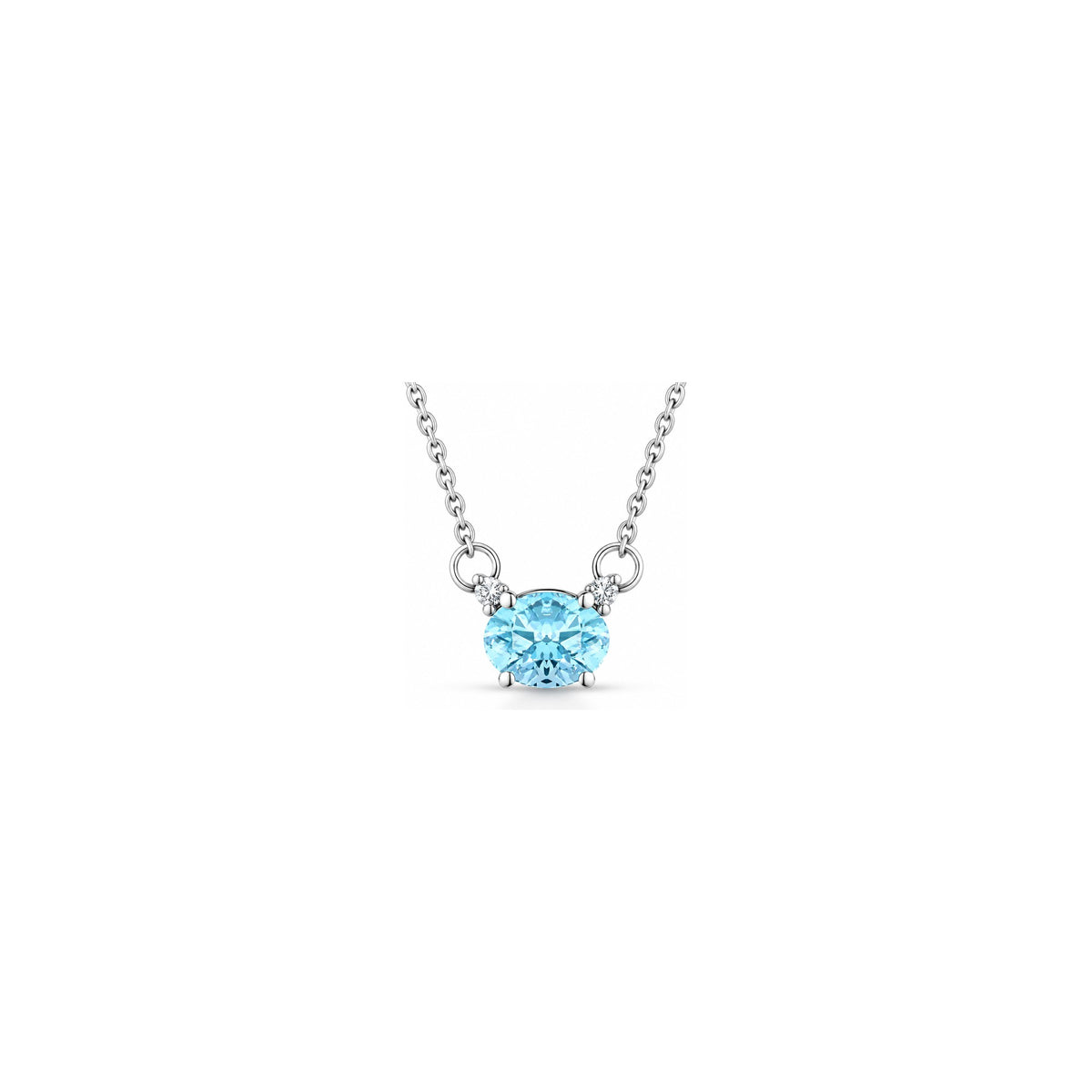 Collana con Diamanti Naturali e Acquamarina in Oro Bianco 18kt