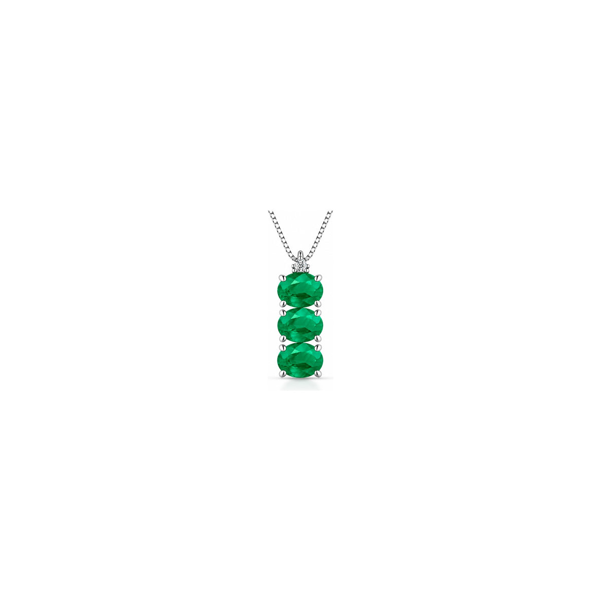 Collana Tiny con Diamanti Naturali e Smeraldo in Oro Bianco 18kt