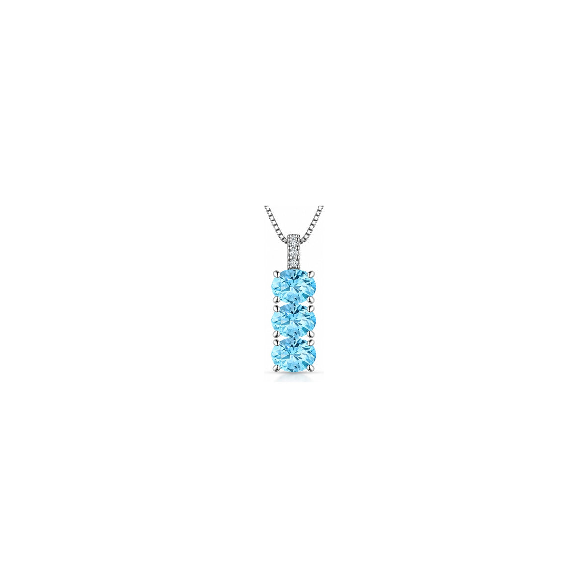 Collana Tiny con Diamanti Naturali e Acquamarina in Oro Bianco 18kt