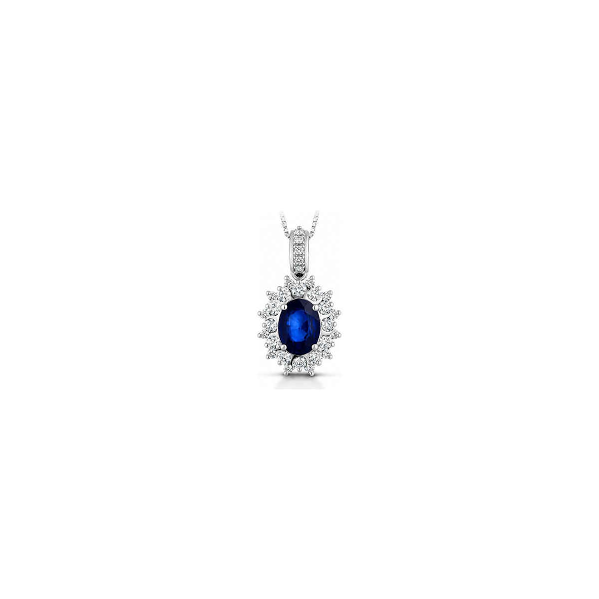 Collana Kate 19 con Diamanti Naturali e Zaffiro in Oro Bianco 18kt