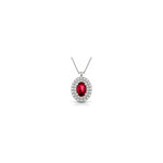 Collana Ovale con Diamanti Naturali e Rubino in Oro Bianco 18kt