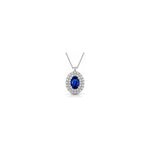 Collana Ovale con Diamanti Naturali e Zaffiro in Oro Bianco 18kt