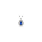 Collana Goccia con Diamanti Naturali e Zaffiro in Oro Bianco 18kt