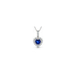 Collana Cuore con Diamanti Naturali e Zaffiro in Oro Bianco 18kt