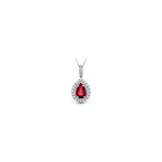 Collana Goccia con Diamanti Naturali e Rubino in Oro Bianco 18kt