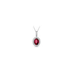Collana Ovale con Diamanti Naturali e Rubino in Oro Bianco 18kt