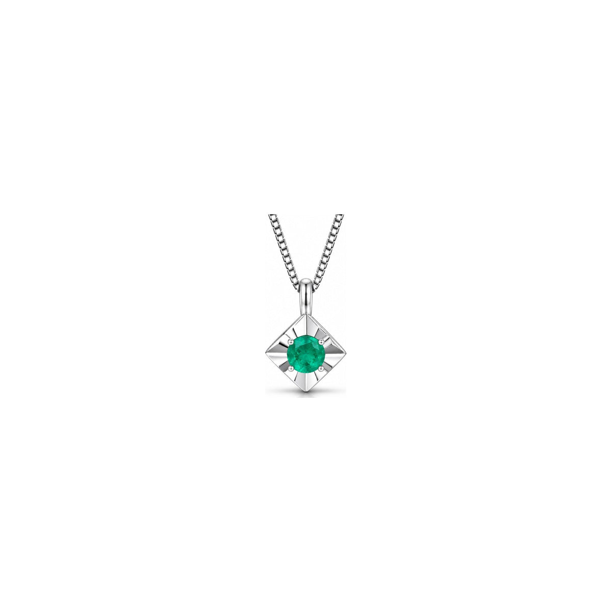 Collana Punto Luce con Smeraldo in Oro Bianco 18kt