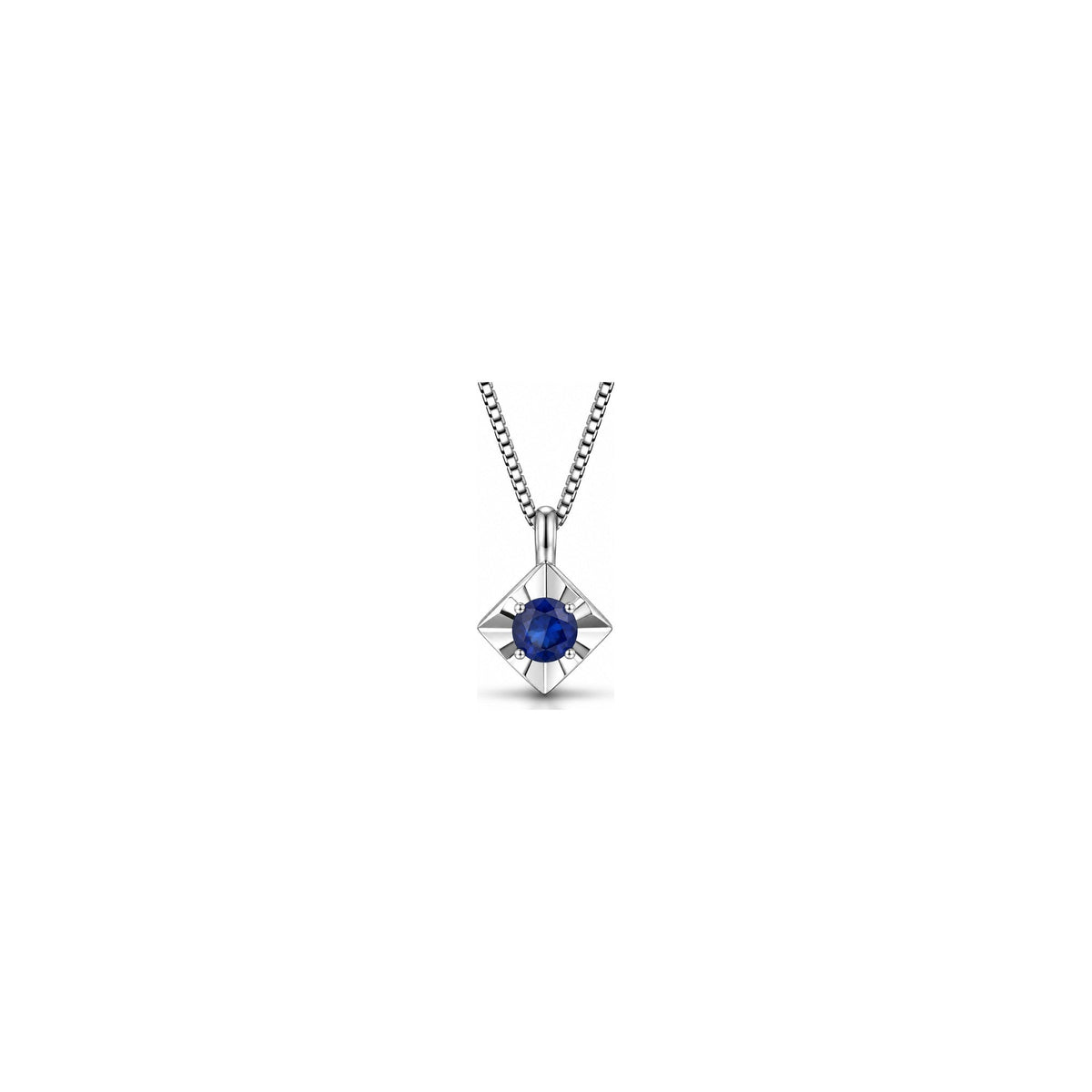 Collana Punto Luce con Zaffiro in Oro Bianco 18kt