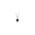 Collana Halo con Diamanti Naturali e Zaffiro in Oro Bianco 18kt