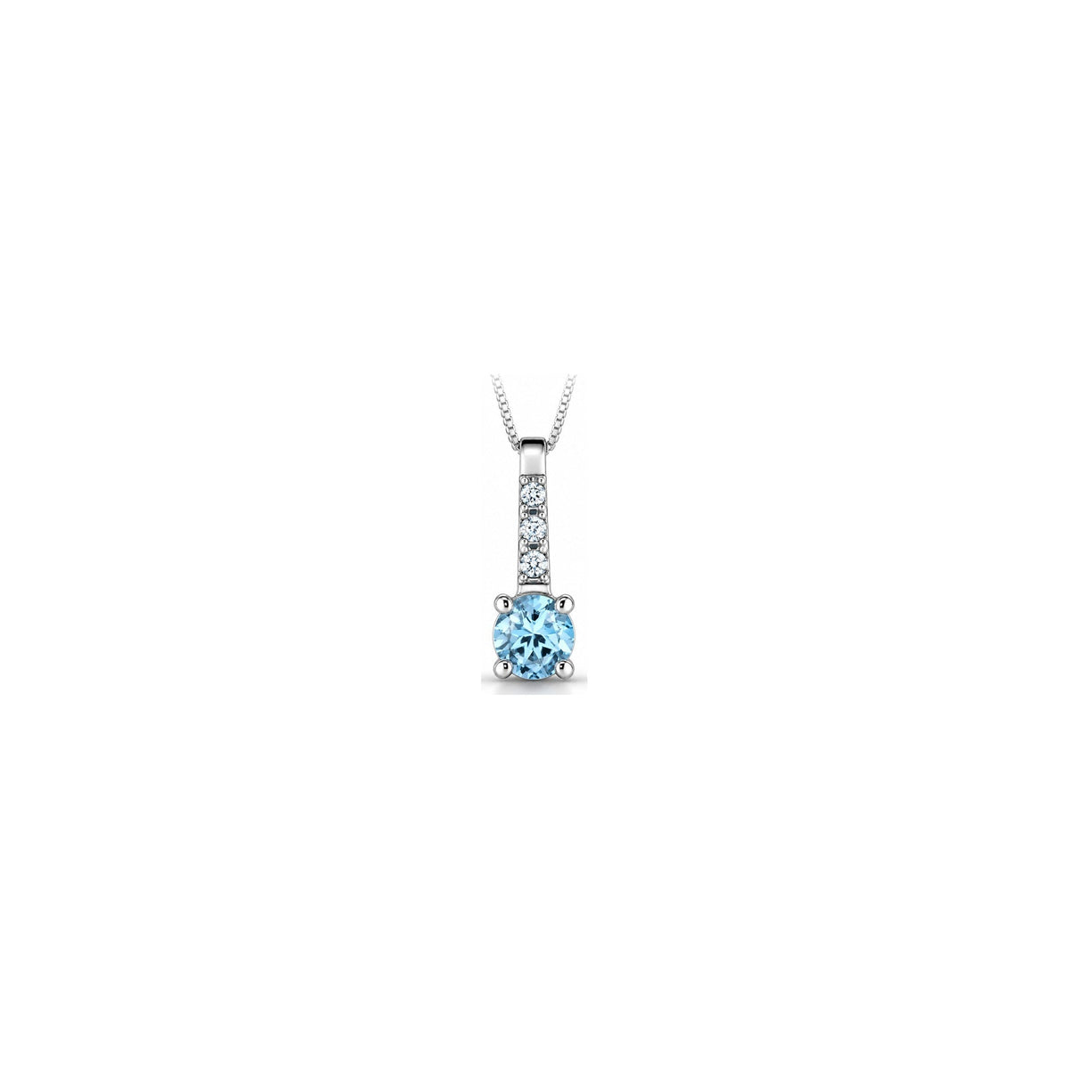 Collana Pavé con Diamanti Naturali e Acquamarina in Oro Bianco 18kt