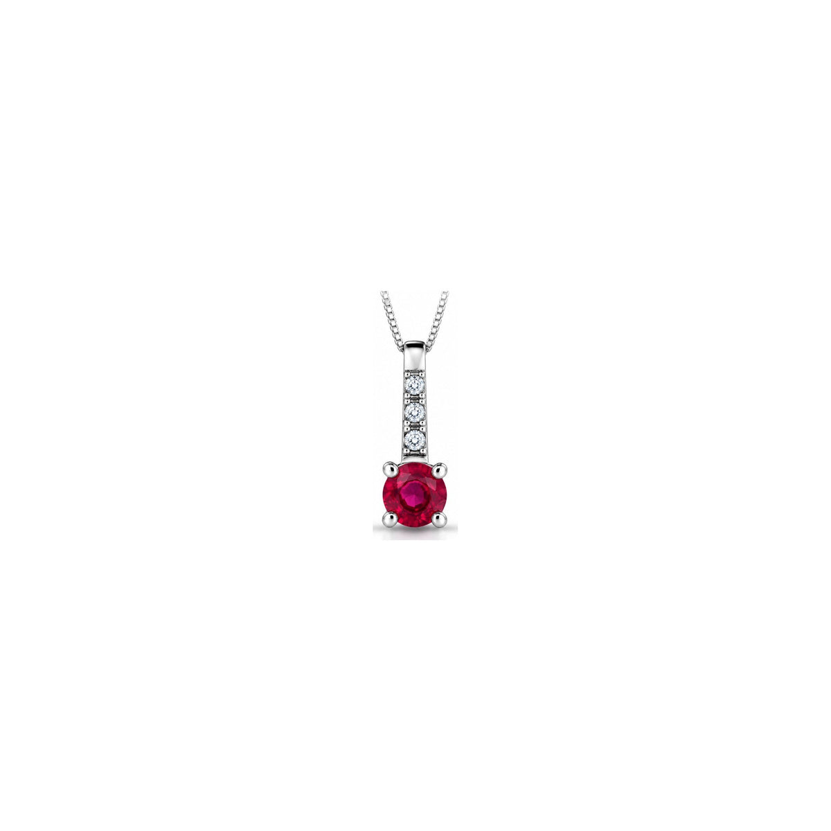Collana Pavé con Diamanti Naturali e Rubino in Oro Bianco 18kt