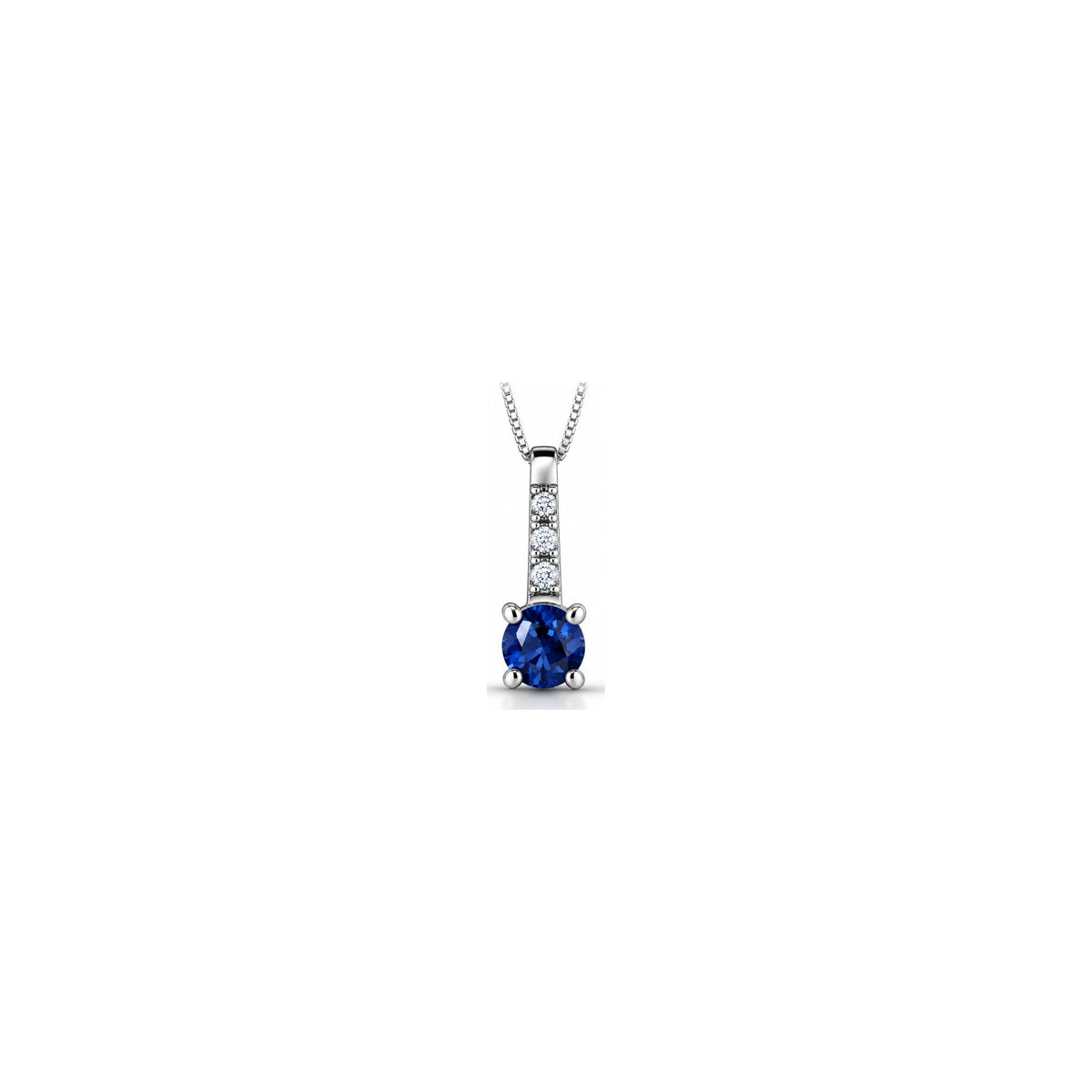 Collana Pavé con Diamanti Naturali e Zaffiro in Oro Bianco 18kt