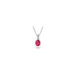 Collana Verticale con Diamanti Naturali e Rubino in Oro Bianco 18kt