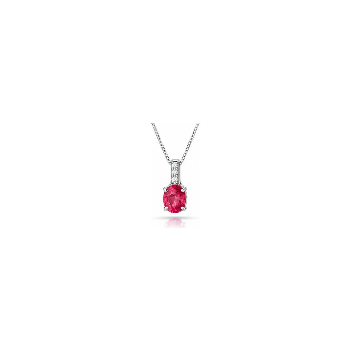 Collana Verticale con Diamanti Naturali e Rubino in Oro Bianco 18kt