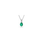 Collana Verticale con Diamanti Naturali e Smeraldo in Oro Bianco 18kt