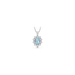Collana Halo Ovale con Diamanti Naturali e Acquamarina in Oro Bianco 18kt