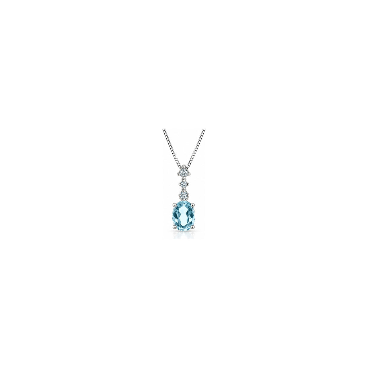 Collana Blue con Diamanti Naturali e Acquamarina in Oro Bianco 18kt