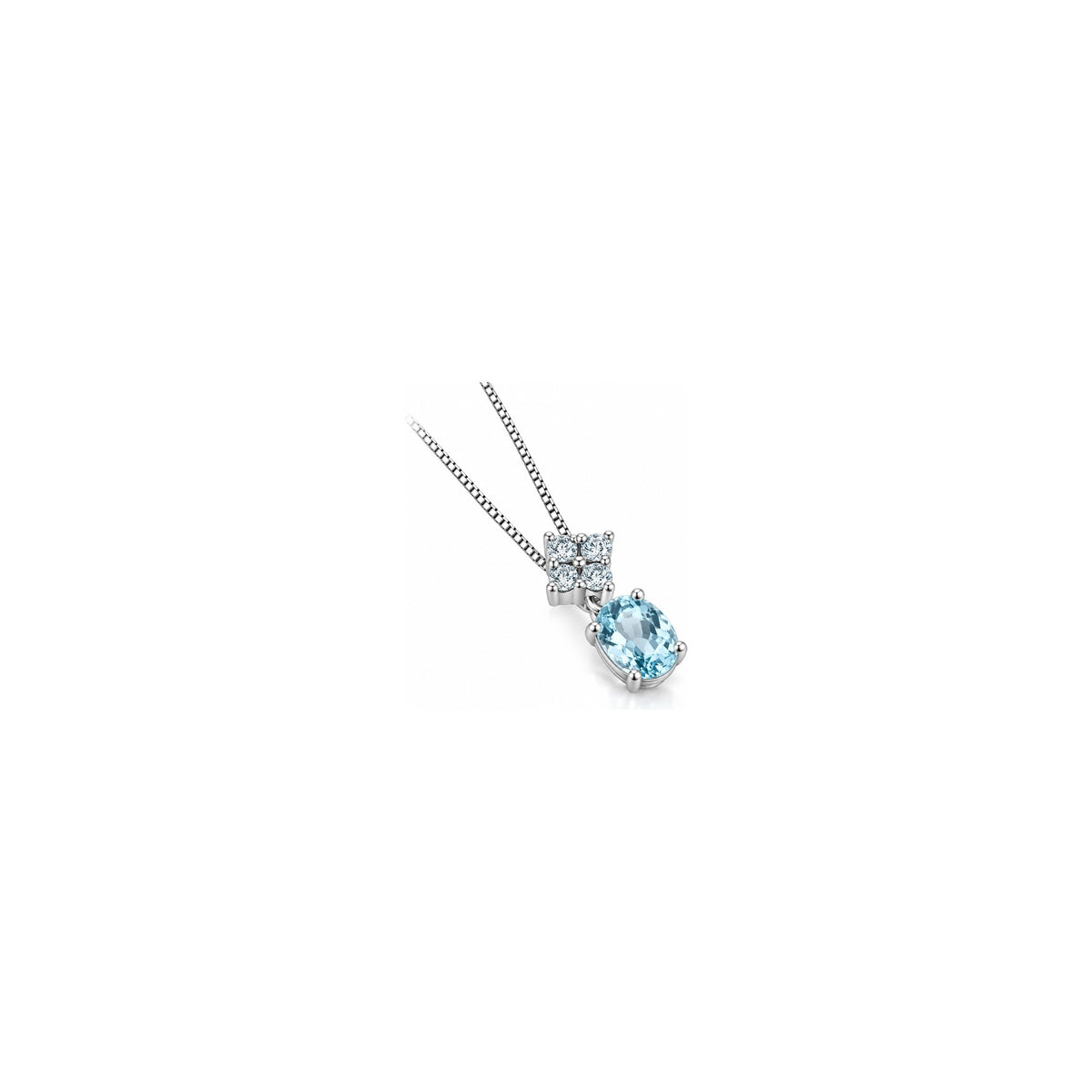 Collana Blue con Diamanti Naturali e Acquamarina in Oro Bianco 18kt