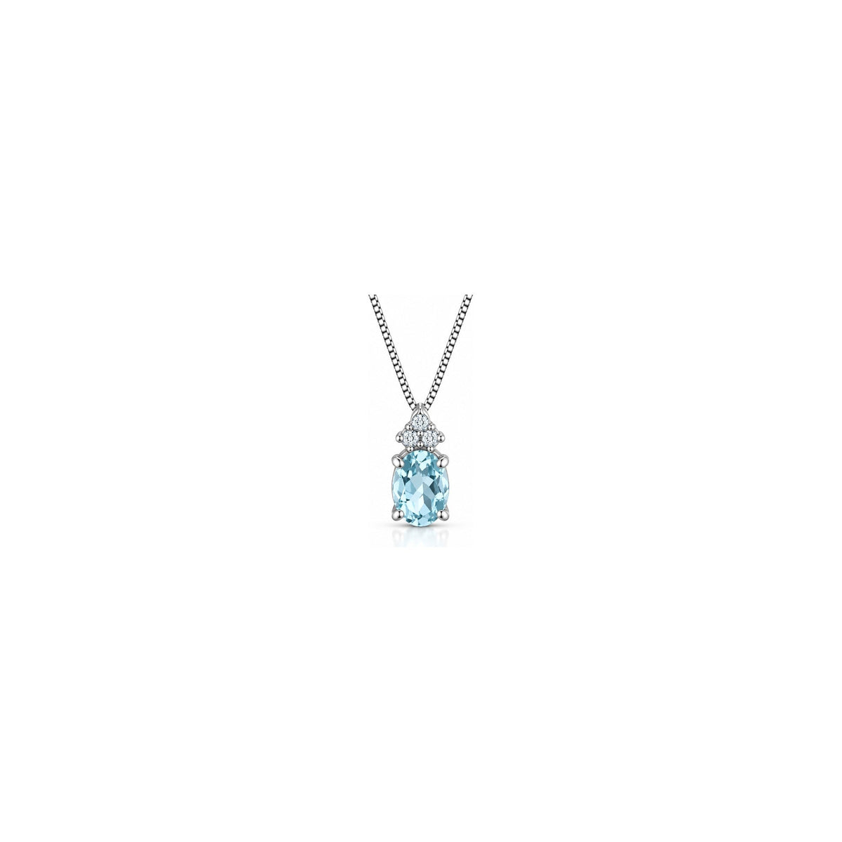 Collana Ovale con Diamanti Naturali e Acquamarina in Oro Bianco 18kt
