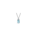 Collana Ovale con Diamanti Naturali e Acquamarina in Oro Bianco 18kt