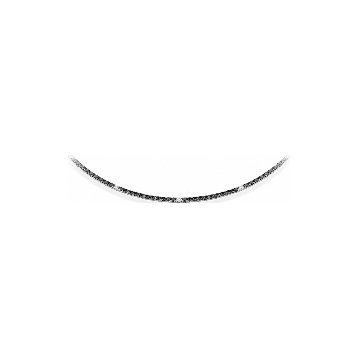 Collana Tennis Piramidale Light con Diamanti Naturali Bianchi e Neri Oro Bianco 18kt 50cm AuriA
